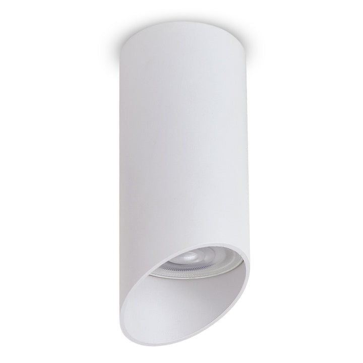 Maclean MCE360 W Luminaria/tubo de superficie, spot, redondo, aluminio, GU10, 55x130mm, blanco + Bombilla LED GU10 7W Maclean Energy MCE437 WW blanco cálido 3000K, 220-240V~, 50/60Hz, 490 lúmenes