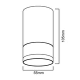 Maclean MCE361 W Luminária/tubo de montagem superficial, spot, redondo, alumínio, GU10, 55x130 mm, branco + Lâmpada LED Maclean Energy MCE437 NW 7W GU10, branco neutro 4000K, 220-240V~, 50/60Hz, 490 lm