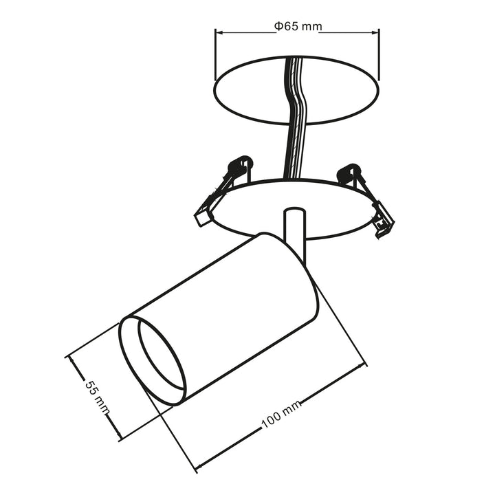 Maclean MCE364 B Luminária de encastrar/tubular, spot, redonda, alumínio, GU10, 55x130mm, preta + lâmpada LED GU10 7W Maclean Energy MCE437 WW branco quente 3000K, 220-240V~, 50/60Hz, 490lm