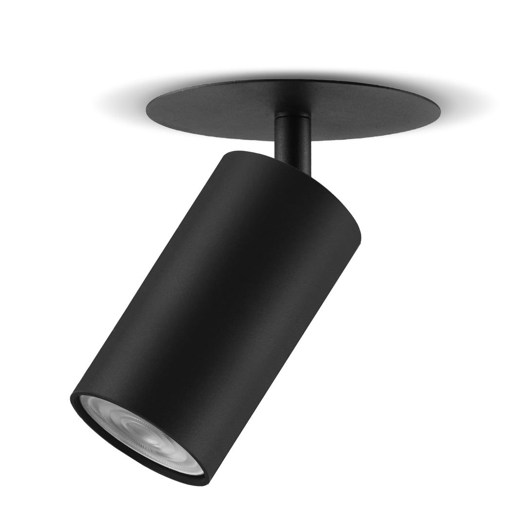 Maclean MCE364 B Luminária de encastrar/tubular, spot, redonda, alumínio, GU10, 55x130mm, preta + lâmpada LED GU10 7W Maclean Energy MCE437 WW branco quente 3000K, 220-240V~, 50/60Hz, 490lm
