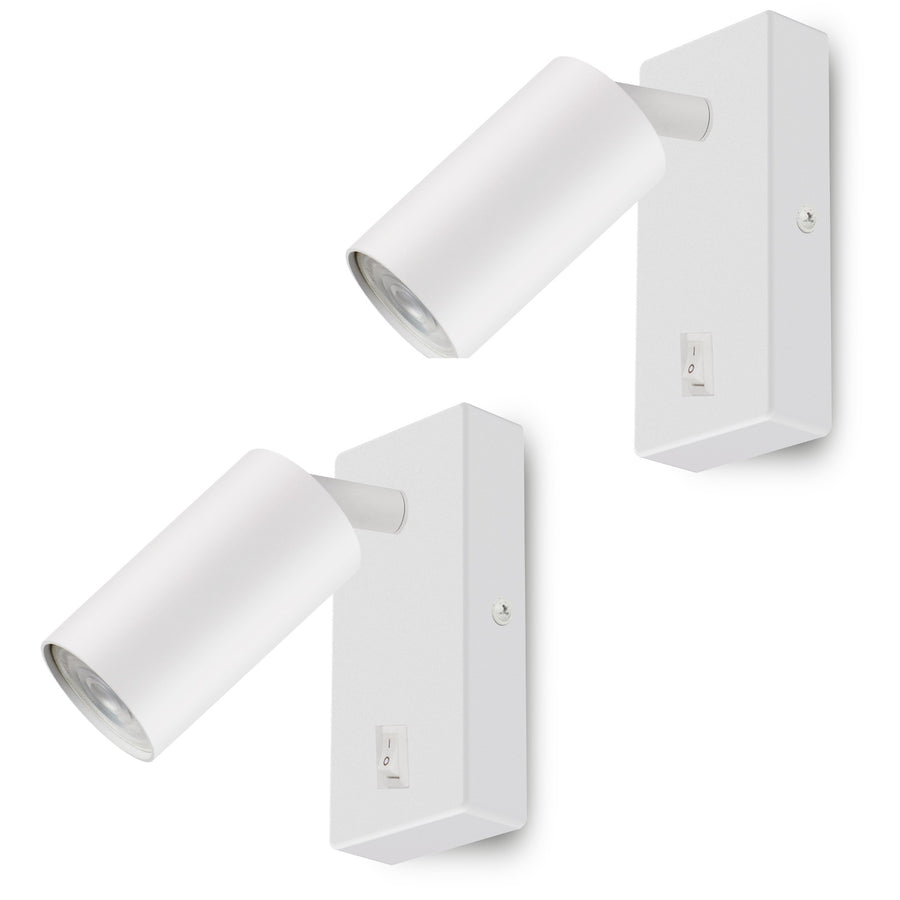 Maclean Aplique/plafón, spot, redondo, GU10, con interruptor 55x90mm, blanco, MCE369 W 2pcs+ Bombilla LED GU10 7W Maclean Energy MCE437 NW blanco neutro 4000K, 220-240V~, 50/60Hz 2pcs