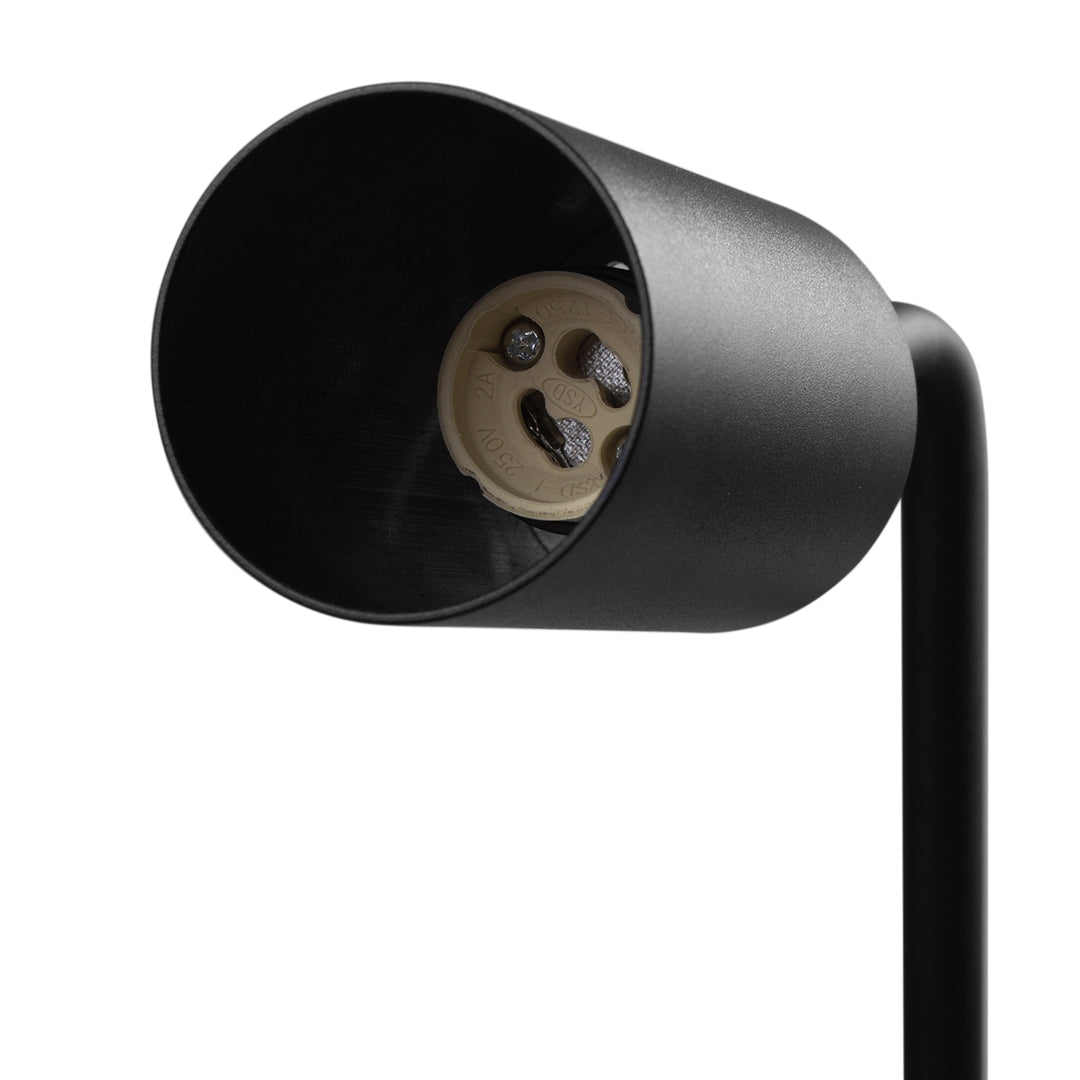 Candeeiro de mesa Maclean MCE370 B GU10, spot, redondo, GU10, com interruptor 55x90mm, preto + lâmpada LED GU10 7W Maclean Energy MCE437 WW branco quente 3000K, 220-240V~, 50/60Hz, 490lm