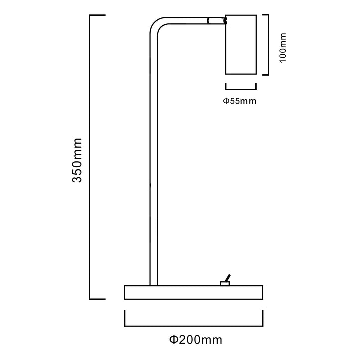 Candeeiro de mesa Maclean MCE370 B GU10, spot, redondo, GU10, com interruptor 55x90mm, preto + lâmpada LED GU10 7W Maclean Energy MCE437 WW branco quente 3000K, 220-240V~, 50/60Hz, 490lm