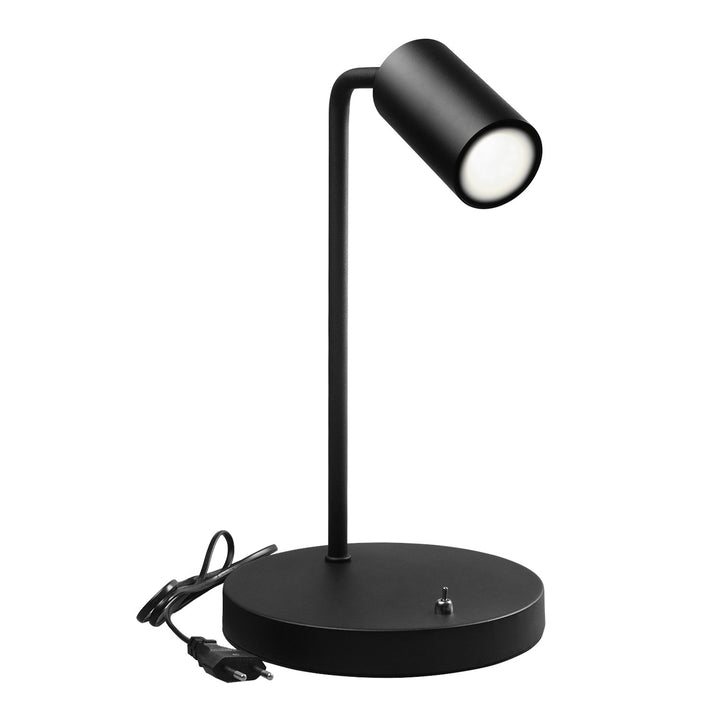 Maclean MCE370 B Lámpara de escritorio GU10, spot, redonda, GU10, con interruptor 55x90mm, negra+LED bombilla GU10 7W Maclean Energy MCE437 NW blanco neutro 4000K, 220-240V~, 50/60Hz, 490 lúmenes