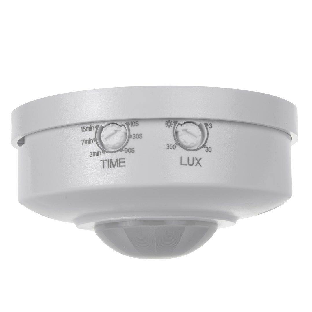Maclean MCE314 W Detector de movimiento PIR, alcance 6m, techo, carga máx. 1200W, IP20, 4 piezas