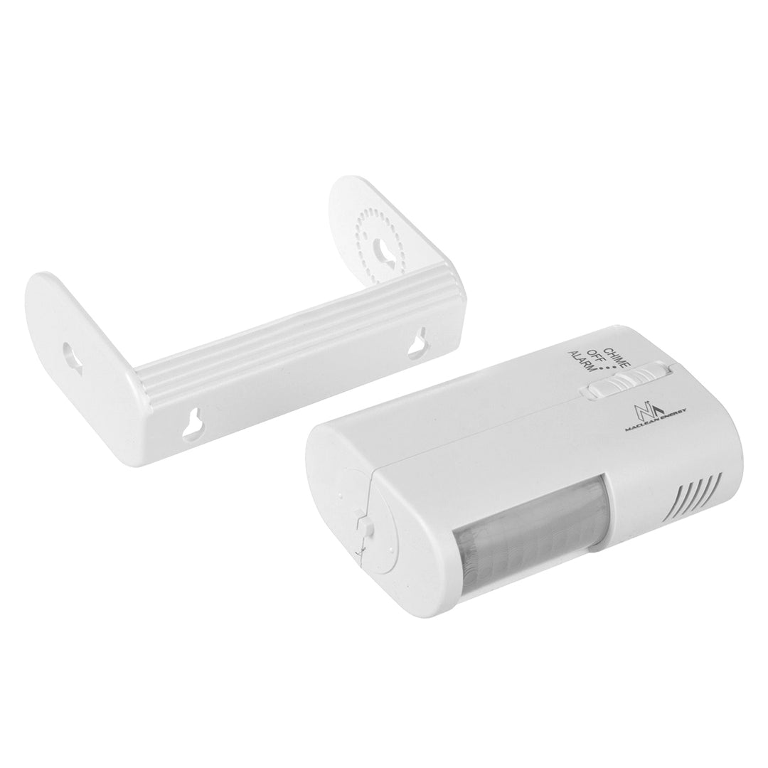 Dispositivo de sinalização de entrada sem fios Maclean MCE311 W, sensor PIR, alcance de 8 m, bateria de 9 V CC, volume acima de 70 dB, pacote de 2