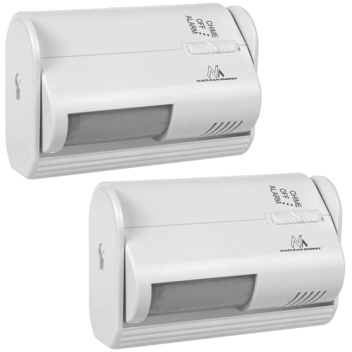 Dispositivo de sinalização de entrada sem fios Maclean MCE311 W, sensor PIR, alcance de 8 m, bateria de 9 V CC, volume acima de 70 dB, pacote de 2