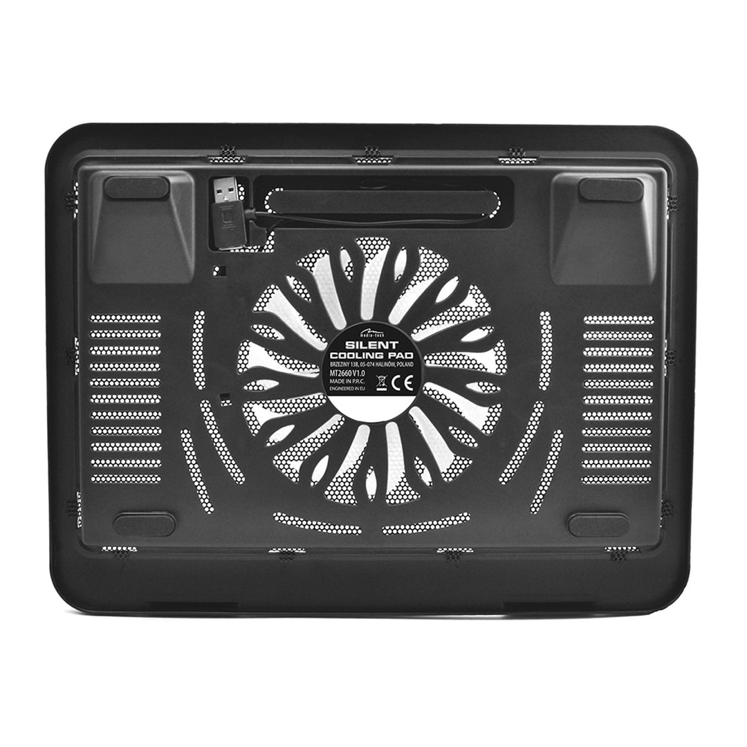 Almofada de refrigeração silenciosa Media-Tech para portáteis de 15,6" e mais pequenos, silenciosa, potente, ventoinhas de 13,5 cm, porta USB pass-through