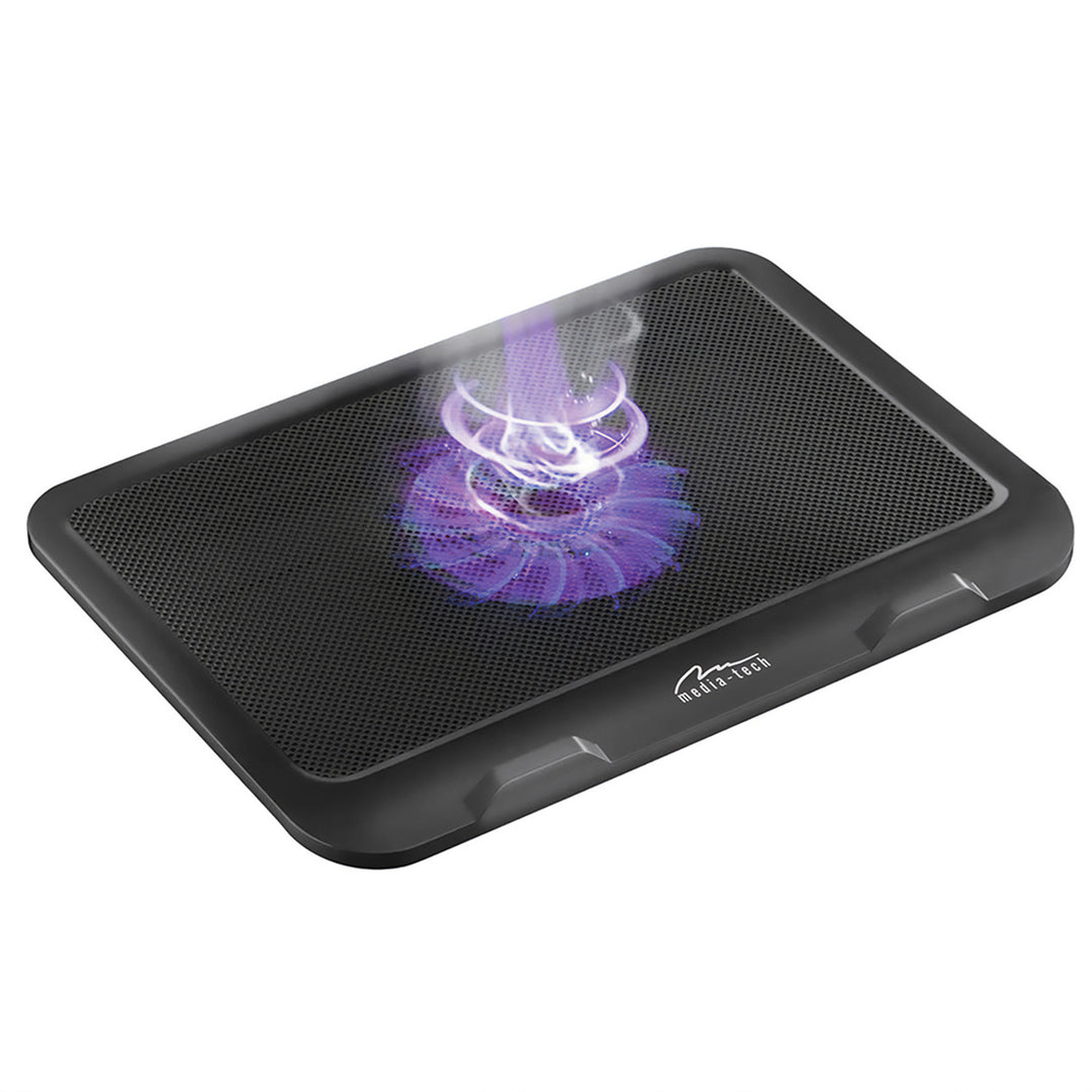 Almofada de refrigeração silenciosa Media-Tech para portáteis de 15,6" e mais pequenos, silenciosa, potente, ventoinhas de 13,5 cm, porta USB pass-through
