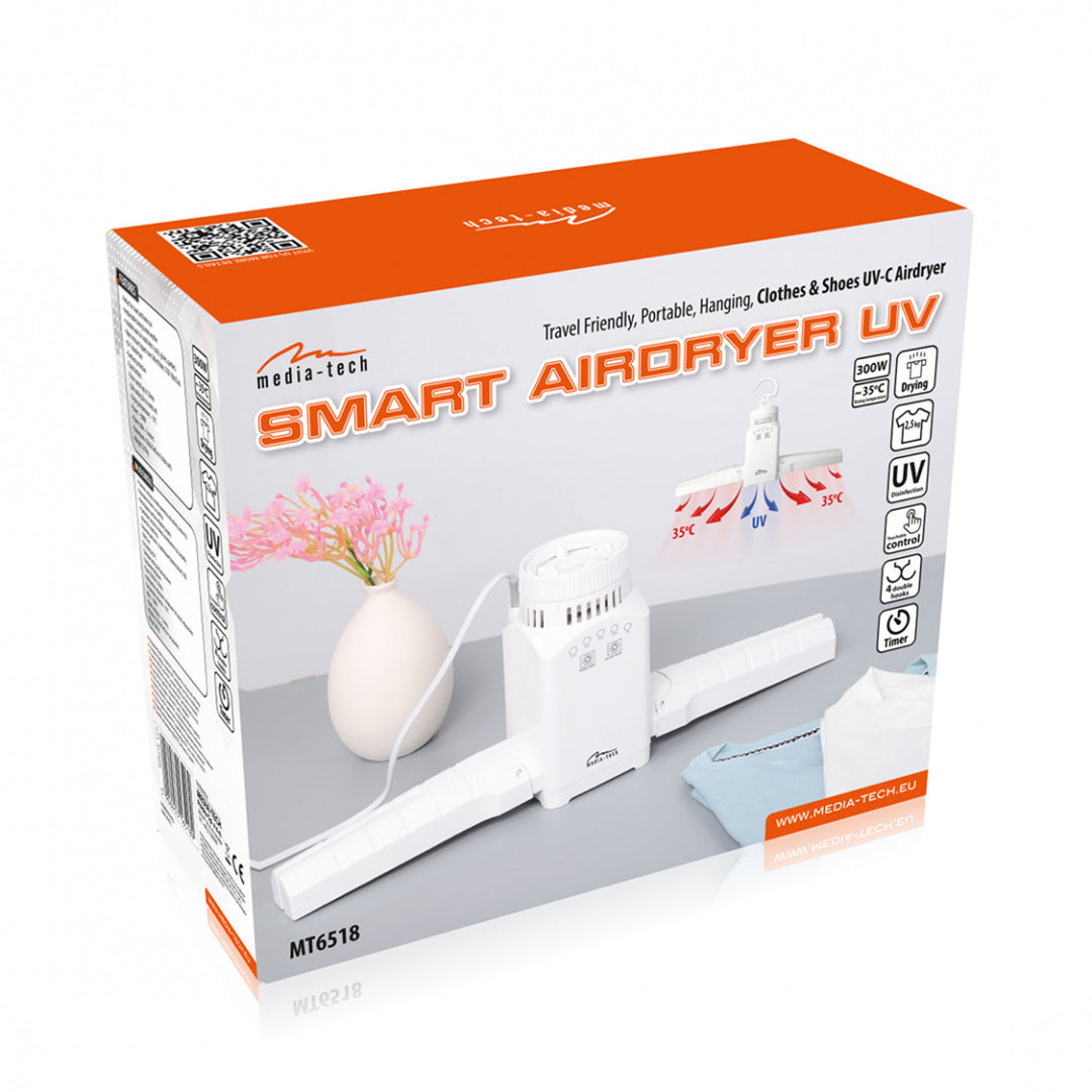Media-Tech MT6518 Secador de ar móvel de parede para roupa, calçado, etc. com desinfeção UV SMART AIRDRYER UV