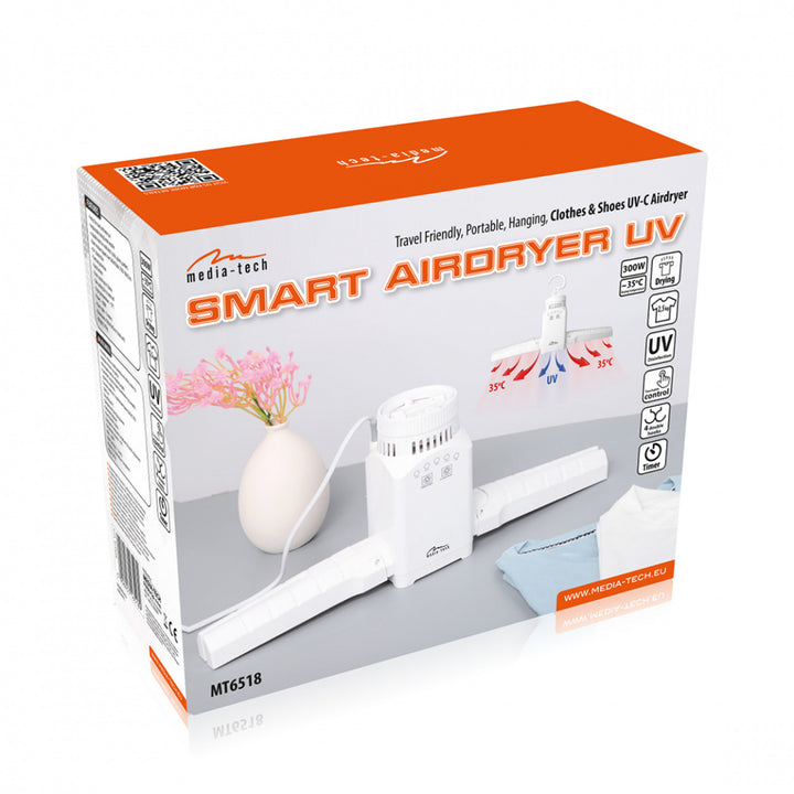 Media-Tech MT6518 Secador de ar móvel de parede para roupa, calçado, etc. com desinfeção UV SMART AIRDRYER UV