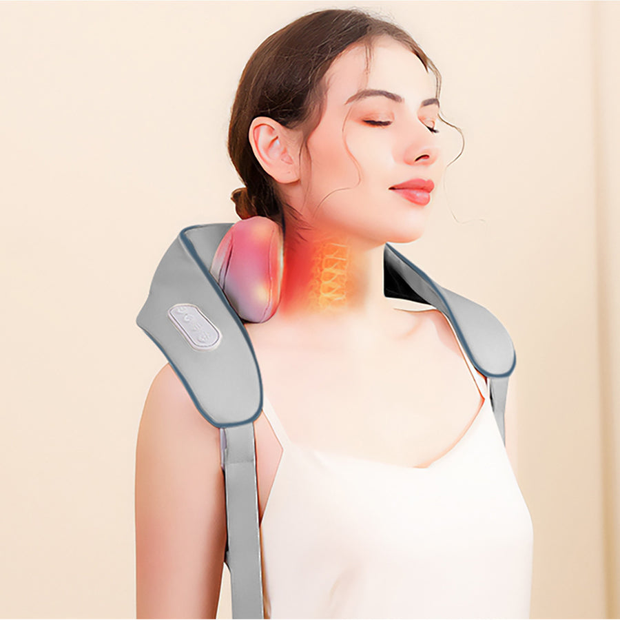 Massajador de Ombros e Pescoço Media-Tech. Shiatsu, Mãos de Imitação 5D, 6 Cabeças de Massagem, 3 Modos, 3 Velocidades, Sem fios, Porta de Carregamento USB-C