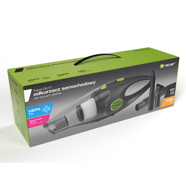 Aspirador Tracer para automóvel, 2 filtros HEPA, fonte de alimentação 12 V, 100 W, OK-V1