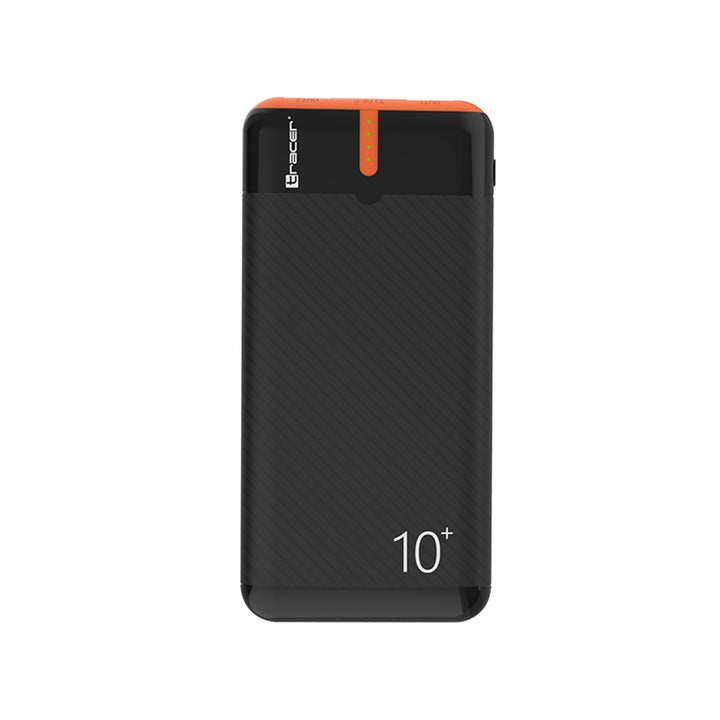 Tracer Powerbank, 10000 mAh, preto e laranja, USB C, 2A, Energo