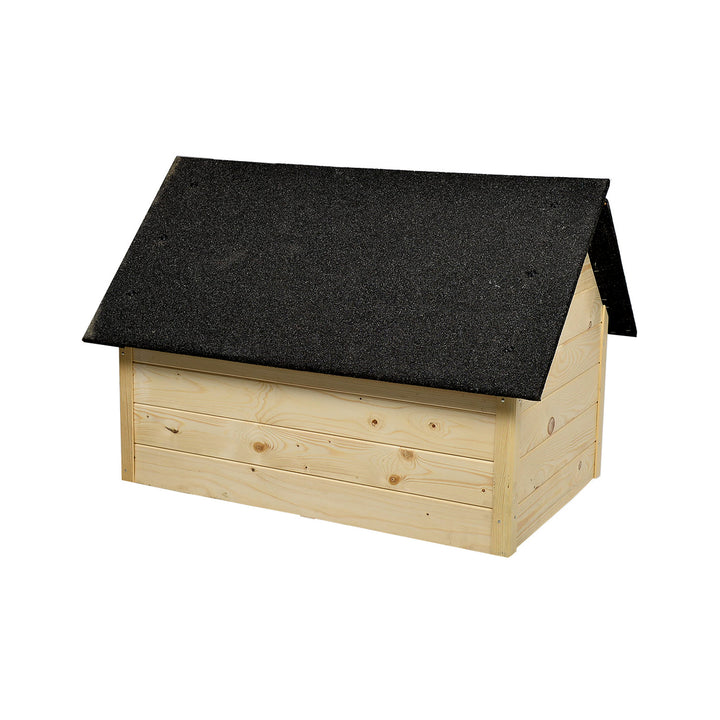 Woodok Caseta de madera para perros y gatos, aislada, grande XL, automontaje y pintura, roble impregnado blanqueado
