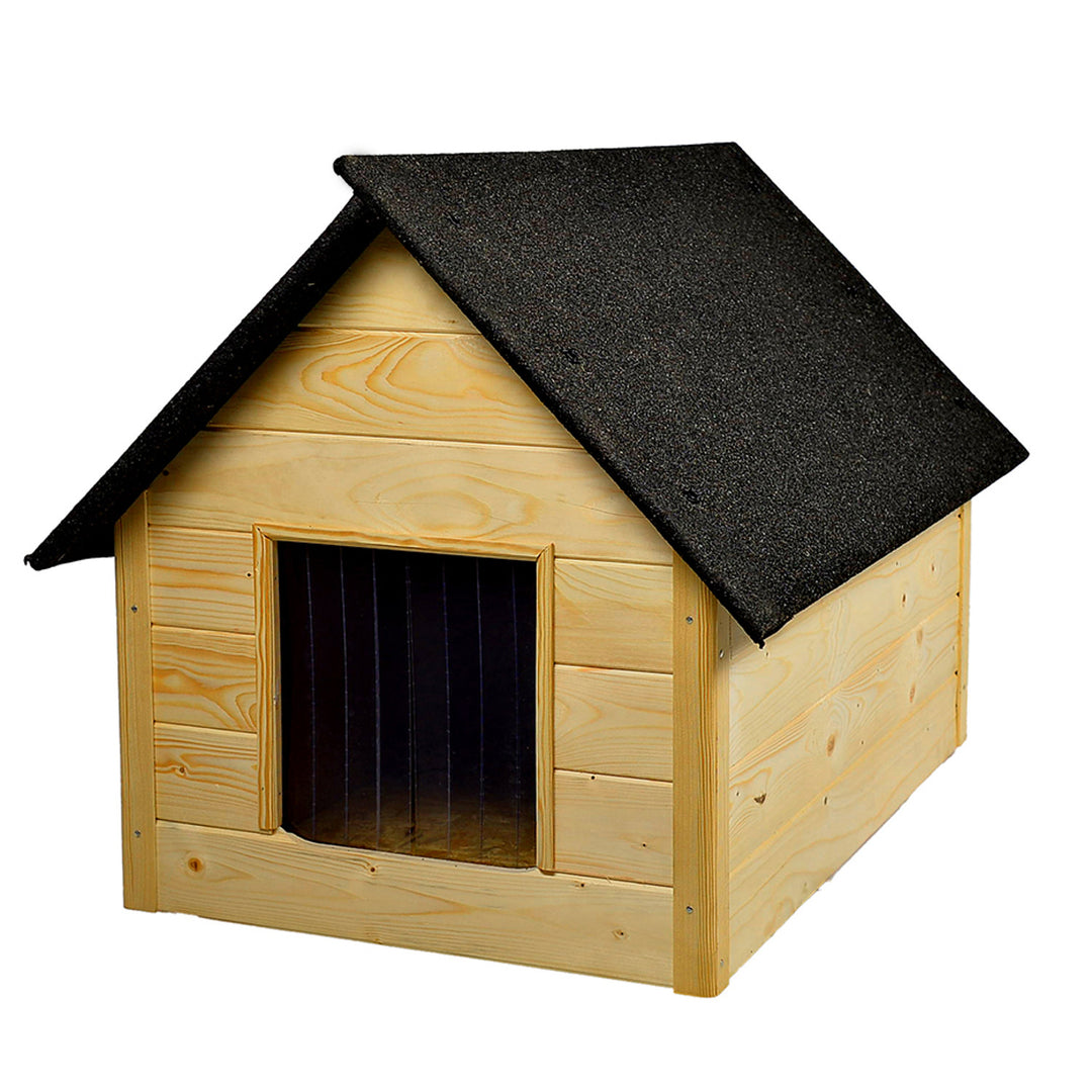 Woodok Caseta de madera para perros y gatos, aislada, grande XL, automontaje y pintura, roble impregnado blanqueado