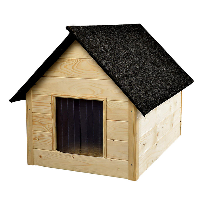 Woodok Caseta de madera para perros y gatos, aislada, grande XL, automontaje y pintura, roble impregnado blanqueado