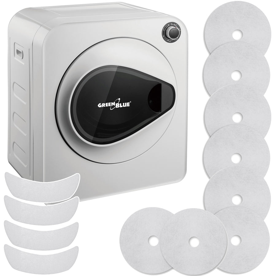 Máquina de secar roupa elétrica GreenBlue, carga de 3 kg, conjunto de filtros para máquina de secar roupa GB405 + 4 peças GreenBlue GB483, 1 entrada, 2 saídas
