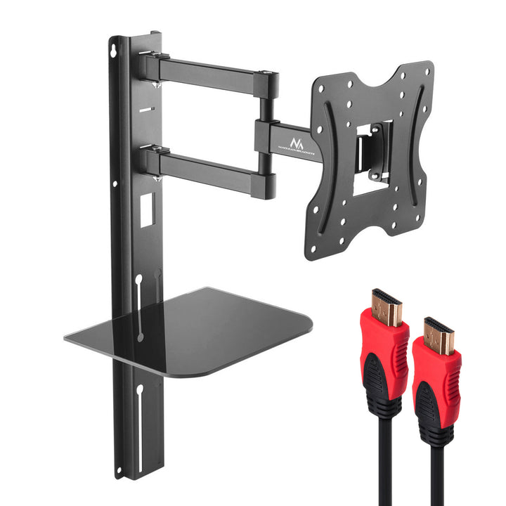 Suporte de TV Maclean com prateleira para DVD, VESA 200x200, 23"-42", 30 kg, MC-771+HDMI 2.0 4K 3D UHD 1,8 m CABO 48 bits
