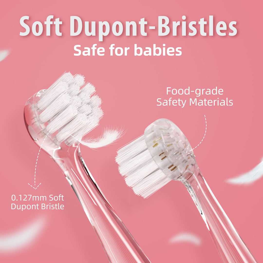 Escova de dentes sónica para crianças SEAGO, rosa, 1xAA 1,5 V (não incluída), 4 pontas, SG-513 rosa + conjunto de escovas de dentes de substituição SEAGO para SG-513, SG-977, 4 peças, transparente, SG-513 de substituição