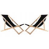 Woodok Conjunto de 2 tumbonas de playa, Color negro | Incluida mesa de centro de madera
