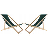 Conjunto de 2 espreguiçadeiras de praia Woodok, verde | Inclui mesa de centro em madeira
