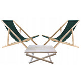 Conjunto de 2 espreguiçadeiras de praia Woodok, verde | Inclui mesa de centro em madeira