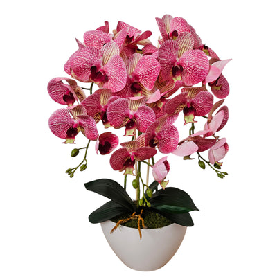 Orquídea artificial Damich, de caucho, maceta blanca, 3pgrk2