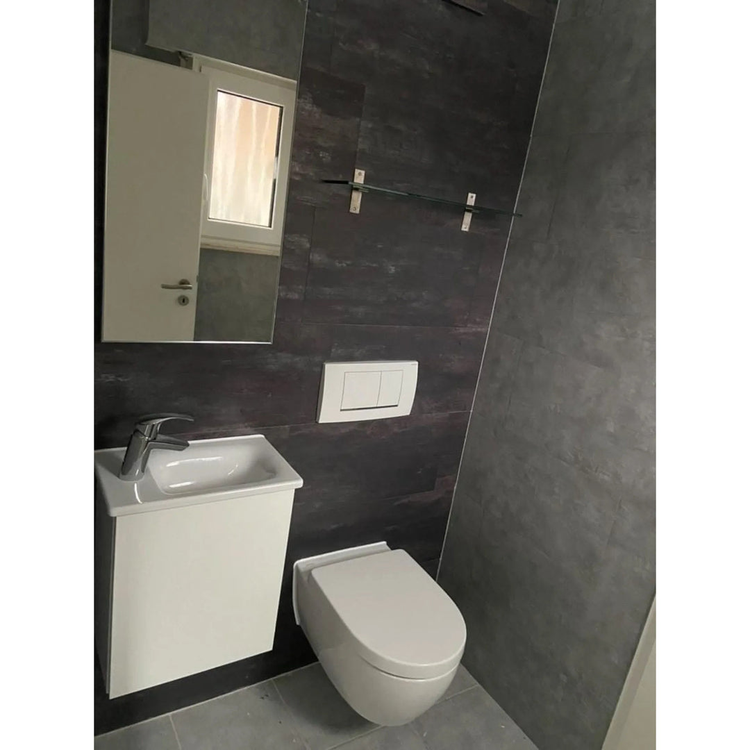 Azulejos autocolantes para chão e parede Fliesana, conjunto de 3, impermeáveis, design em pedra natural, preto