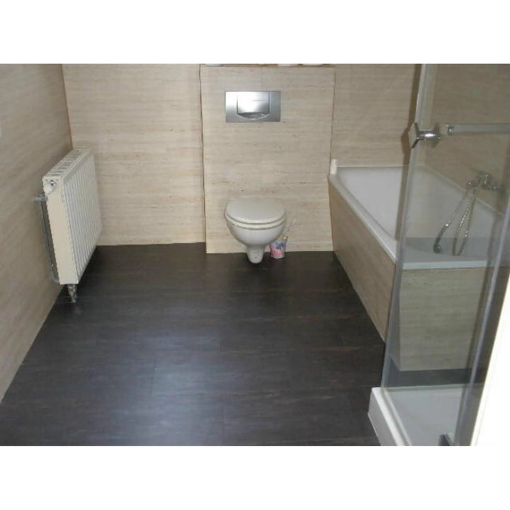 Azulejos autocolantes para chão e parede Fliesana, conjunto de 3, impermeáveis, design em pedra natural, preto