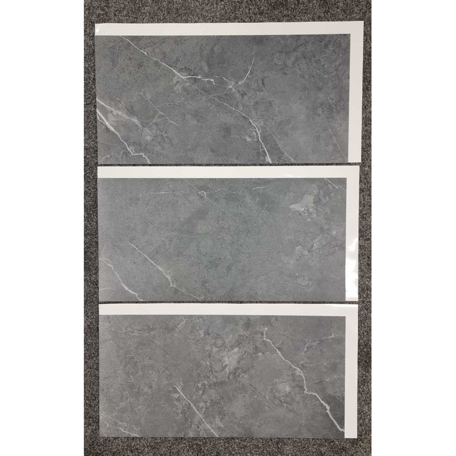 Azulejos autocolantes para chão e parede Fliesana, conjunto de 3, impermeáveis, design em pedra natural, cinzento escuro