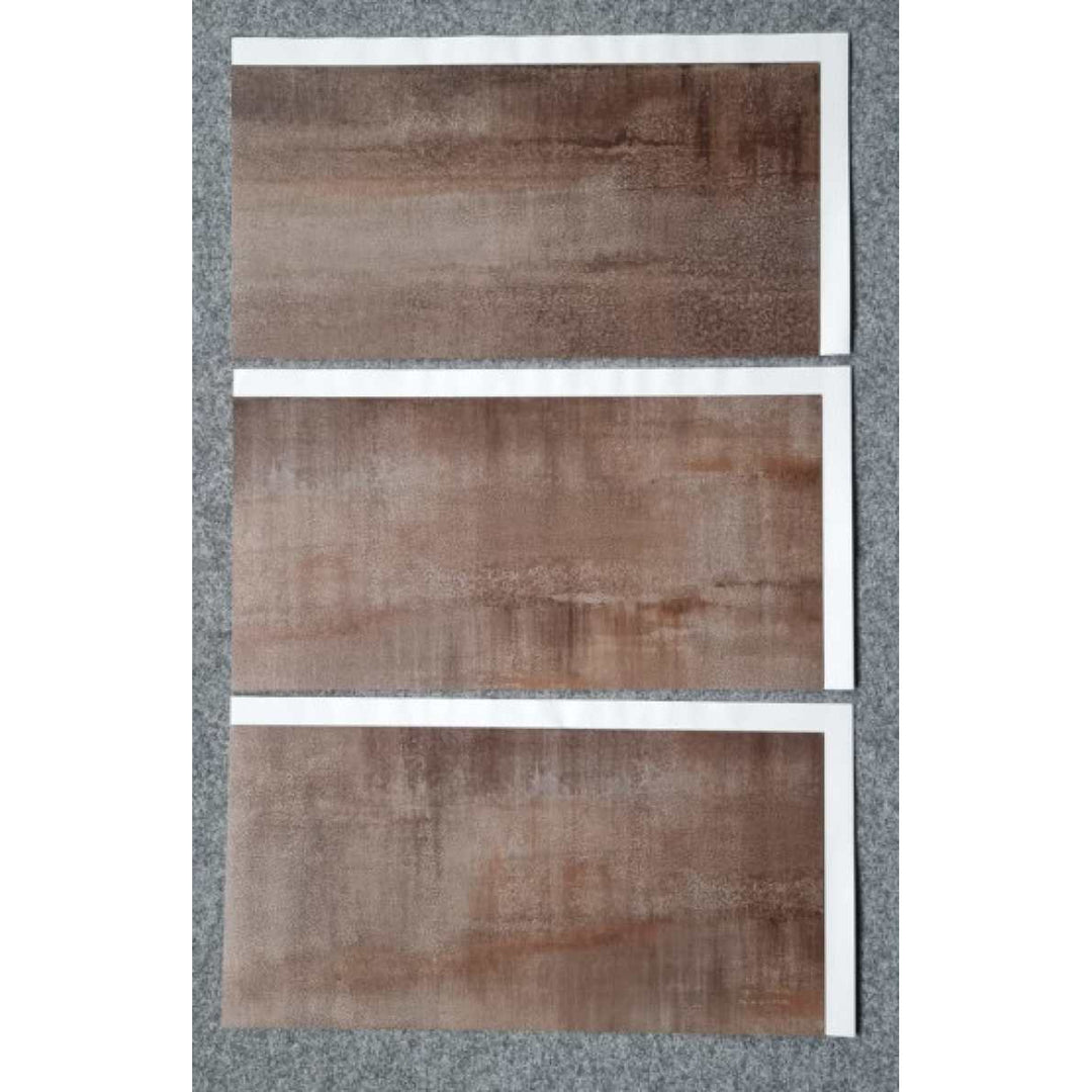 Azulejos autocolantes para pavimento e parede Fliesana, conjunto de 3, impermeáveis, design em pedra natural, cor ferrugem