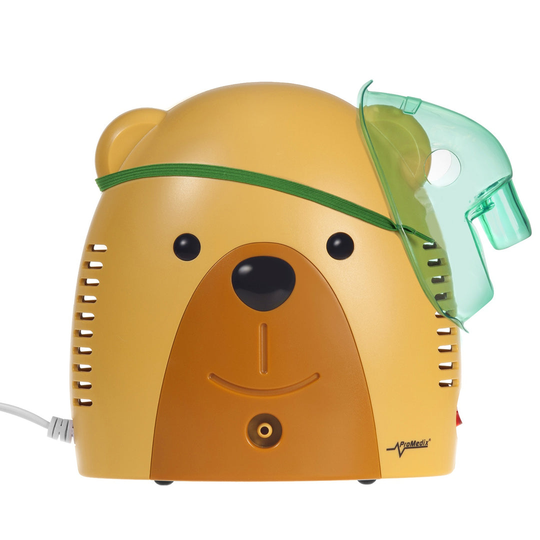 Inhalador infantil Promedix, osito de peluche, nebulizador, mascarilla, juego de filtros, PR-811 + termómetro médico de infrarrojos sin contacto Promedix PR-960