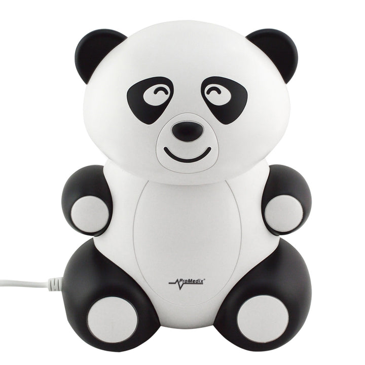 Inalador, nebulizador, máscara e filtro infantil Promedix PR-812 Panda + conjunto de chupetas Promedix PR-815