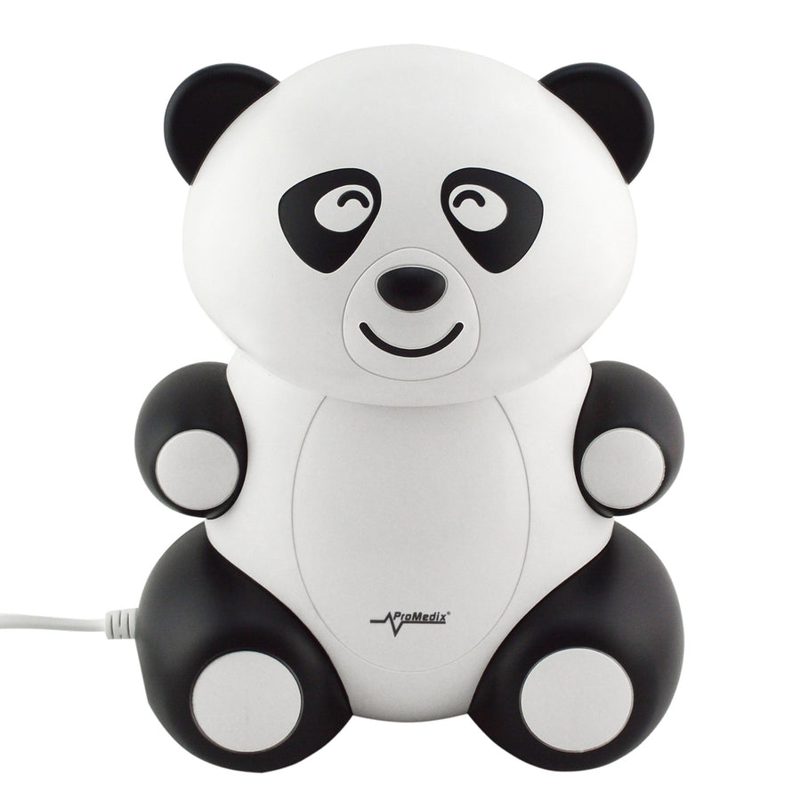 Inalador, nebulizador, máscara e filtro infantil Promedix PR-812 Panda + conjunto de chupetas Promedix PR-815