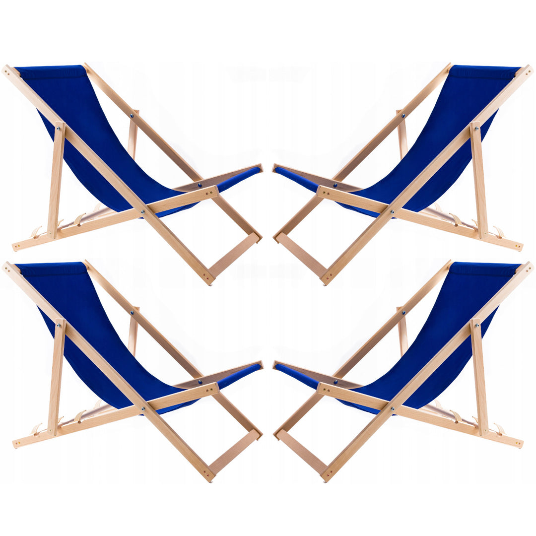 Conjunto de quatro espreguiçadeiras Woodok, espreguiçadeira dobrável, azul