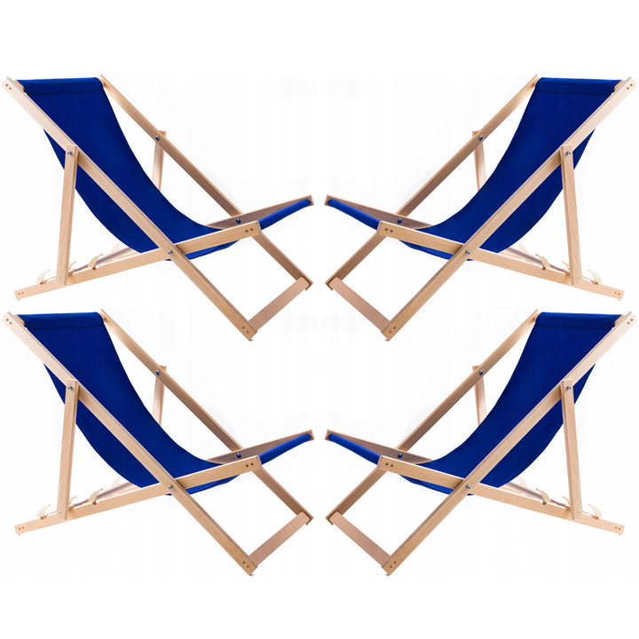 Conjunto de quatro espreguiçadeiras Woodok, espreguiçadeira dobrável, azul
