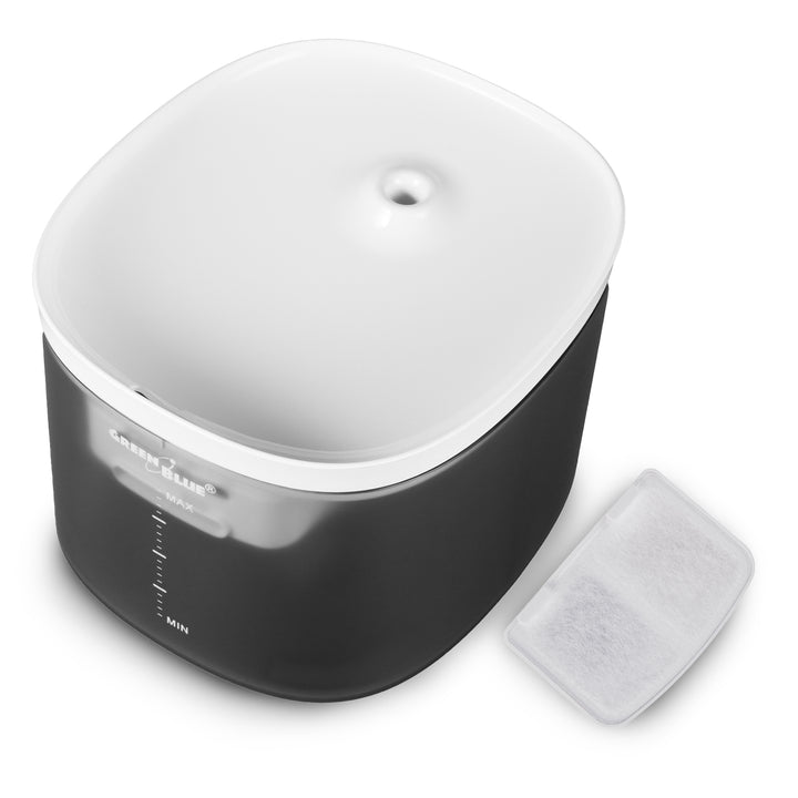 GreenBlue dispensador automático de agua / bebedero para mascotas, 3L, USB 5V1A, GB392 + GreenBlue dispensador automático de comida / comedero para mascotas, 6L, USB 5V1A, GB393