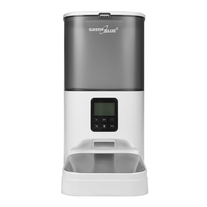 GreenBlue dispensador automático de agua / bebedero para mascotas, 3L, USB 5V1A, GB392 + GreenBlue dispensador automático de comida / comedero para mascotas, 6L, USB 5V1A, GB393
