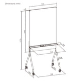 Pizarra móvil de borrado en seco Ergo Office, orientación vertical, blanca, de una cara, con estante, dimensiones de la pizarra 1190x790mm, ER-305