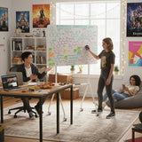 Pizarra móvil de borrado en seco Ergo Office, orientación horizontal, blanca, de una cara, con estante, dimensiones de la pizarra 1190x790mm, ER-306