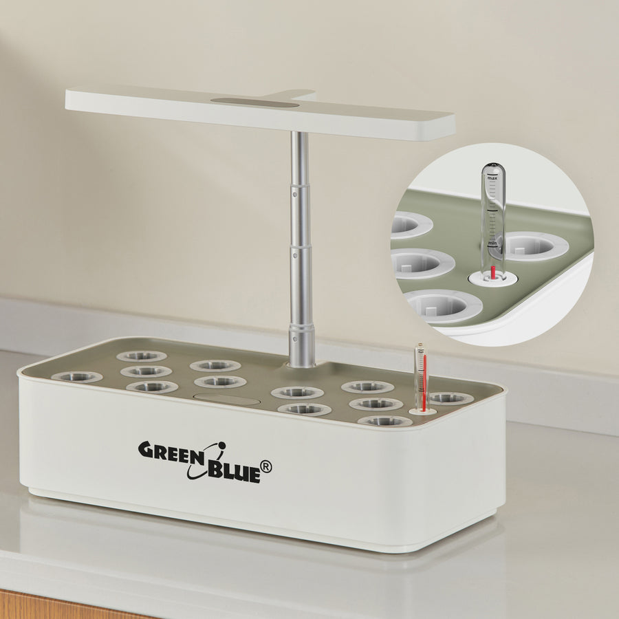 Sistema inteligente de cultivo interior GreenBlue, maceta SMART, capacidad de 4 l, para 12 plantas, LED de espectro completo, GB133
