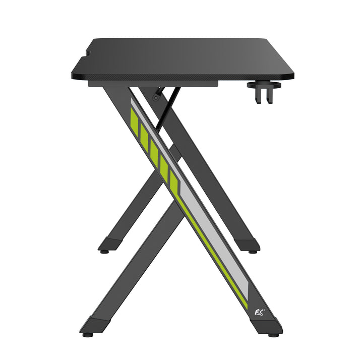 Escritorio para juegos NanoRS, negro, con soporte para auriculares y vasos, max. 75kg, dimensiones 1200x600x750mm, RS101