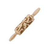 Rolo de massa gravado Goody Woody, 23,5 cm, madeira de faia, design de dinossauro