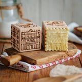 Caixa para bolachas Goody Woody gravada, 6 cm, madeira de faia, 6 desenhos, estilo escandinavo