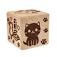 Cubo de bolo gravado Goody Woody, 6 cm, madeira de faia, 6 desenhos, gatos