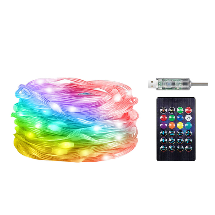 Iluminação exterior Rabalux Biri, cordão LED RGB, IP44, Wi-Fi, Bluetooth