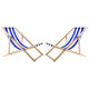 WOODOK Juego de 2 Tumbonas de Madera de Haya, Silla de Playa, Tumbona de Jardín, Patio, Balcón y Terraza, Plegable, hasta 120 kg (Rayas Azules)