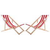 WOODOK Juego de 2 Tumbonas de Madera de Haya, Silla de Playa, Tumbona de Jardín, Patio, Balcón y Terraza, Plegable, hasta 120 kg (Rayas Rojas)