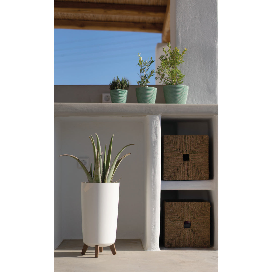 Prosperplast Maceta sobre patas, diámetro 195mm, altura 365mm, blanca, Gracia Tubus Slim